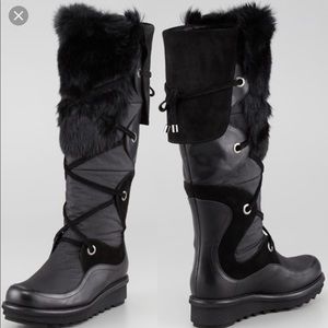 Aquatalia Black REAL Fur Snow Boots